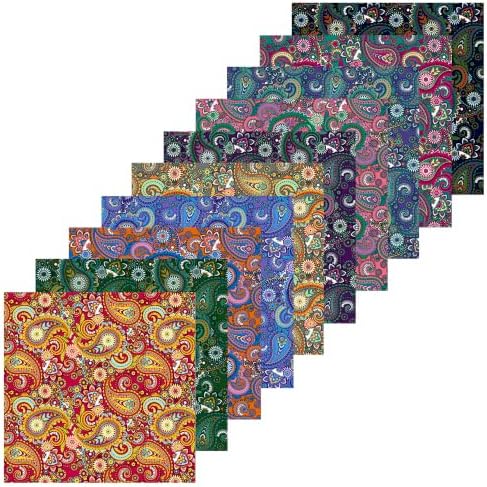 10" 50pcs Cotton Fabric Squares for Sewing Quilting Supplies- Retro Paisley