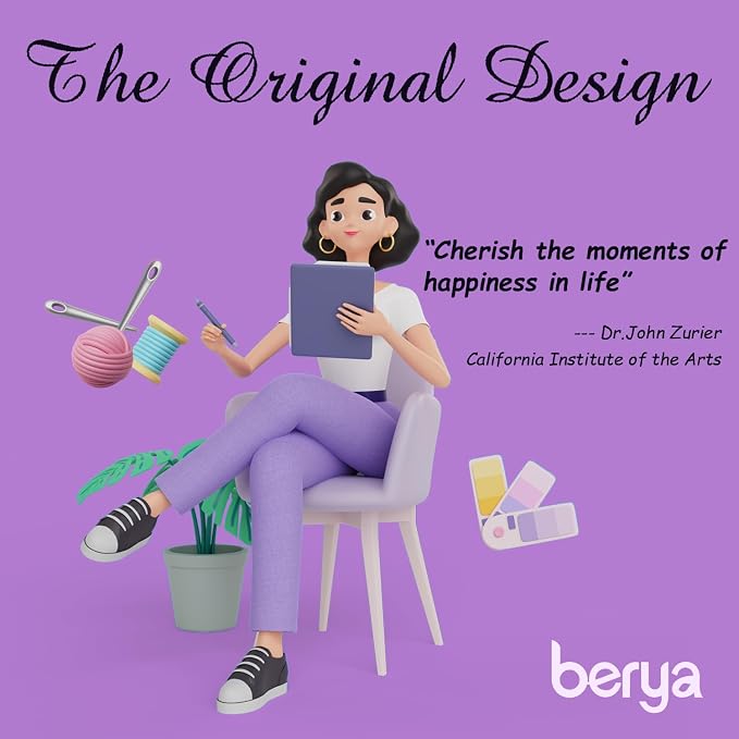 BERYA Embroidery Kit for Beginners, Flowers and Leaves Embroidery Practice Kit, Hand Floral Embroidery Starter Kit for Adults with Video Step by Step Instructions, Hoops, Threads and Needles (BEF011)