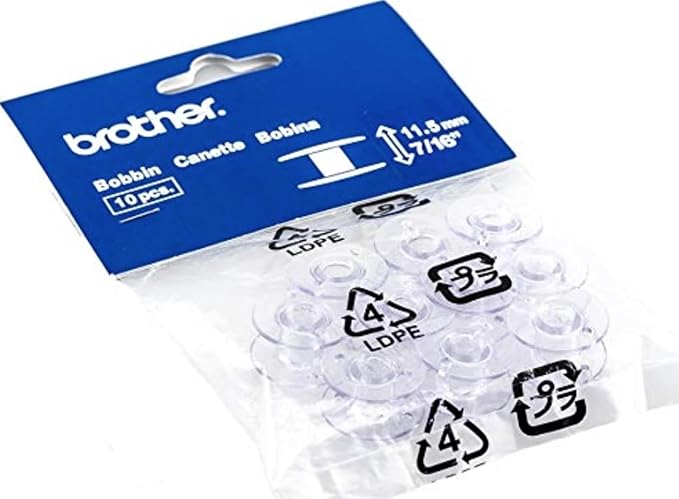 Brother Sewing and Embroidery Bobbins 10-Pack, SA156,Clear, 11.5 mm