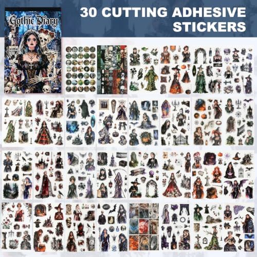 Dark Aesthetic Gothic Stickers 400 Pre-Cut Halloween Washi Stickers