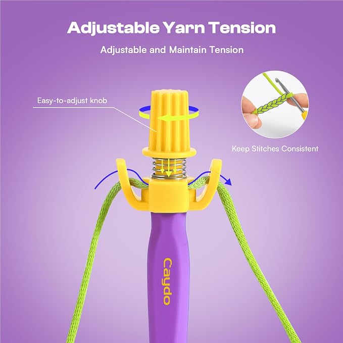 Crochet Tension Tool for Beginners, Ergonomic Yarn Guide Holder | Tension Control Crochet Helper, Comfort Handle for Left & Right Hander, Portable Crochet Accessories for Crocheters &Knitters