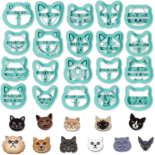 ORIGACH 20 Pcs Small Stud Cute Cat Polymer Clay Cutters Set