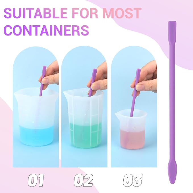 Gartful 9PCS Large Silicone Stir Sticks for Epoxy Resin, Reusable Mixing Sticks for Paint, Glue, Glitter, Waxing, Tumbler Making, Art Craft Supplies, Facial Mask Applicator, Purple
