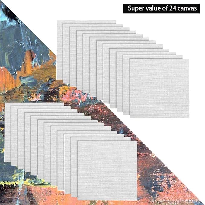 Dele 100 Pack Mini Canvas Panels 4x4 Artist Canvas Boards, Double-Wrapped Acid Free Small Art Canvas Value Pack for Oil & Acrylic Painting.