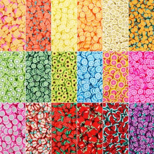 DIYASY 180g Fake Fruit Sprinkles, 6.35 oz Mini Faux Sprinkle Polymer Clay Slices Non-Edible for Crafts Art DIY Decoration Plastic Slime Filler