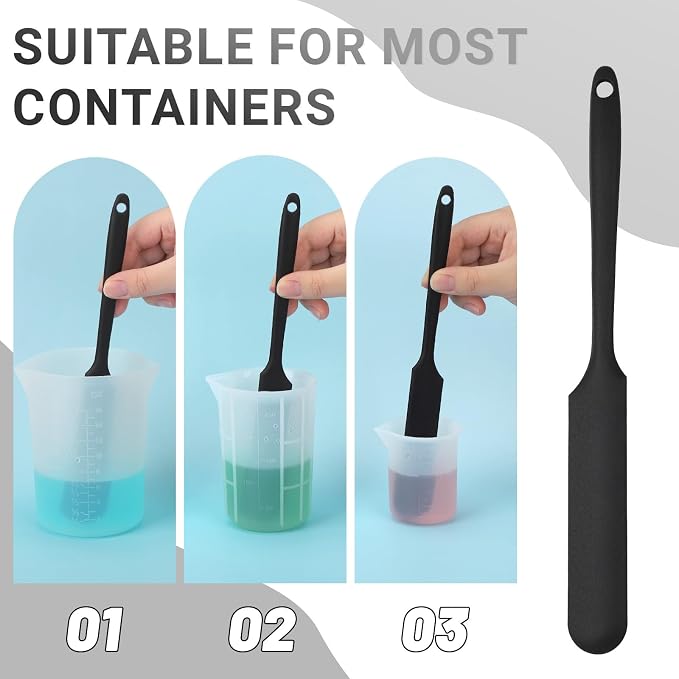Gartful 6PCS Silicone Spatula Sticks, Non-Stick Epoxy Resin Mixing Sticks Scraper Tools, Reusable Stirring Rods for Resin, Paint, Waxing, Liquid, Arts Crafts Supplies, Facial Mask, Black