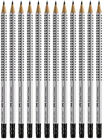 Faber-Castell Grip Graphite Pencils with Erasers – No. 2.5, 8mm, Drawing Pencils for Kids, Sketch Pencils, Art Pencils for Drawing and Shading (12 Count)