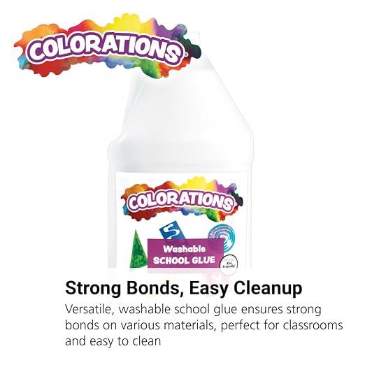 Colorations Washable White Glue - 1 Gallon, Dries Clear, Ideal for Crafts, School, Home & Office Use, Non-Toxic, Perfect for Craft Projects & Homeschool