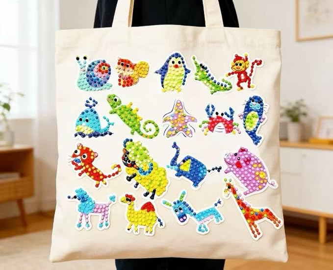 FONYANE Diamond Art Kits for Kids & Girls & Boys,Animal Stickers Jewelry Kits,Craft Kit for Kids Ages 4,5,6,7,8,9,10, Arts and Crafts Activity,Gem Art Kits Best Gifts for Grils Boy Birthday Party Toy
