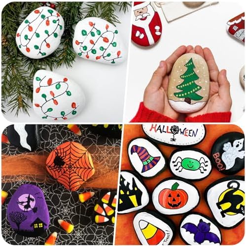 River Rocks for Painting 10 Pcs Large 2-3 Inch Flat Smooth Painting Stones Craft Rock to Paint for Kids Crafts Painting Bulk