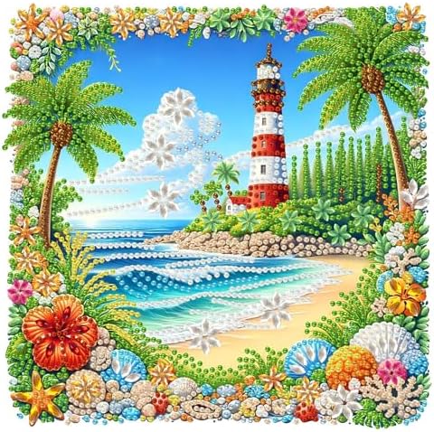 Beach Diamond Art Kits for Adults Special Shape Diamond Painting