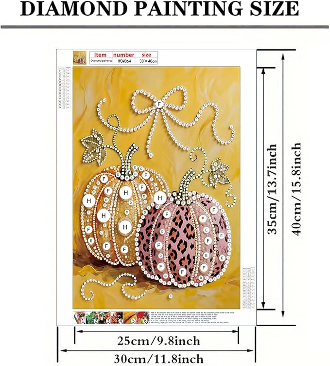 Morudeor Pumpkin Diamond Art Pearl Painting Kits for Adults,Special Shape Diamond Art Kits for Fall, DIY 3D Plastic Pearl Painting Kit for Home Decoration 12 × 16 inch