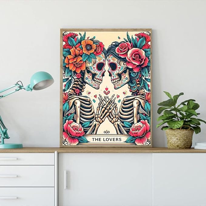 ijbnhd Skull Diamond Painting Kits for Adults 5D Valentine 12x16inch