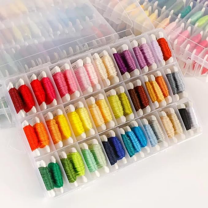 Huacan 36 Colors Embroidery Thread Kit Full Starter Tools with Storage Box