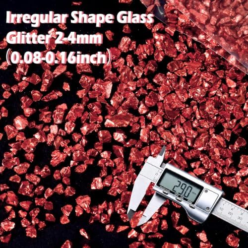 Matio 1.8oz/ 50g Crushed Glass, Red Irregular Metallic Chips