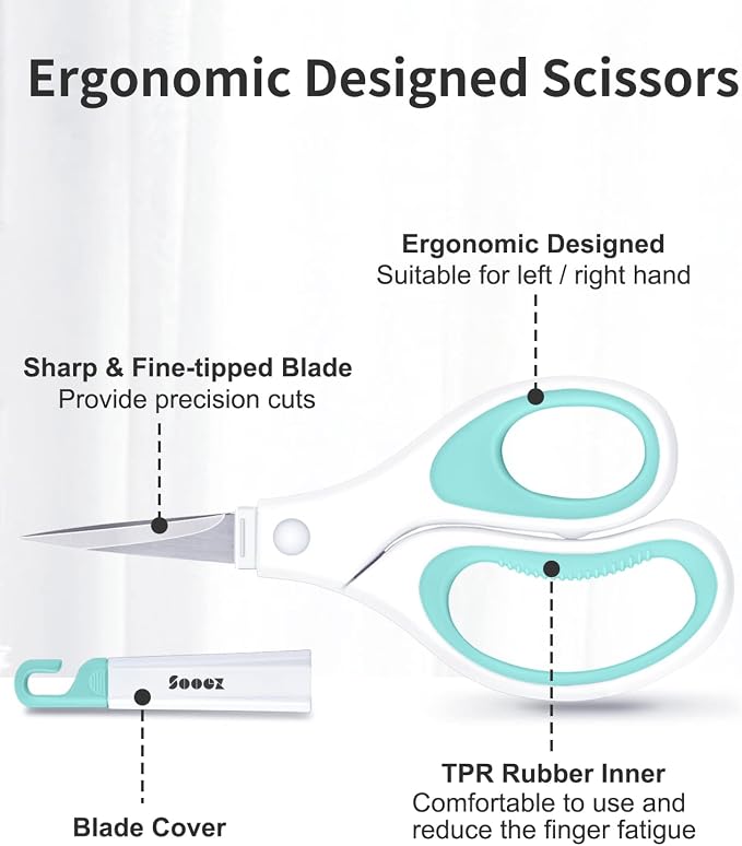 Sooez Weeding Tools for Vinyl, 6PCS Basic Tools Set | Precision Craft Vinyl Tool Kit, Scoring Stylus/Weeder/Scraper/Spatula/Tweezers/Scissors for Vinyl,Paper & Iron-on Projects