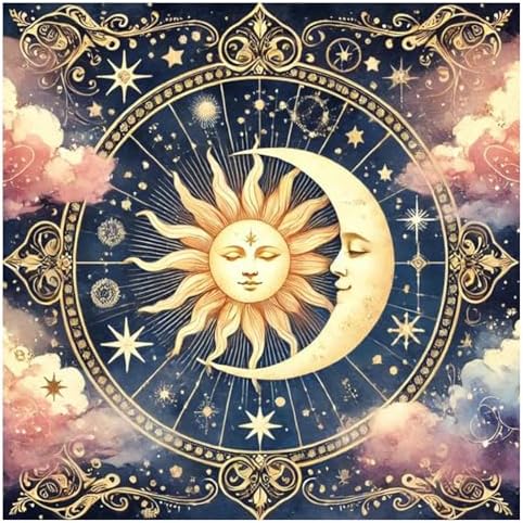 Sun and Moon Diamond Art Kits for Adults, Diamond Painting Kits 14x14 Inch | Diamond Painting Kits for Adults Beginners, Gem Art, 5D Full Drill, DIY Arts and Crafts for Gift Home or Decor