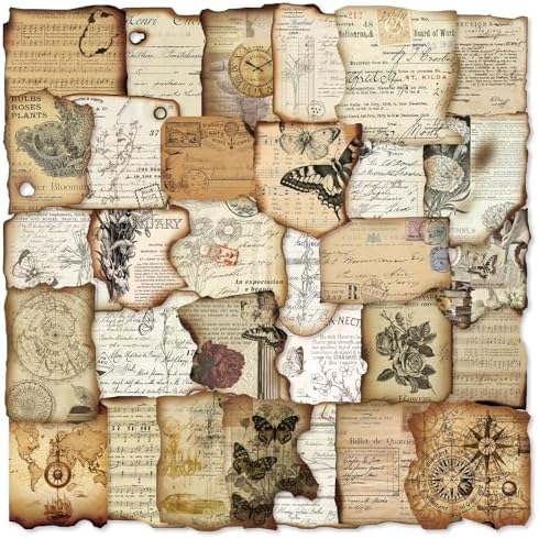 PRSTINCOL Vintage Journaling Stickers,Scrapbook Supplies for Planners,100Pcs Junk Journal Supplies with Antique Map Prints, Distressed Edges for Teenagers Adults