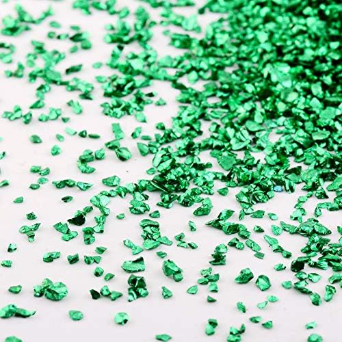 Crushed Glass Irregular Metallic Chips Sprinkles Chunky Glitter Green 100g 2-4mm for Nail Arts Craft DIY Vase Filler Epoxy Resin Mold Scrapbooking Jewelry Making Decoration (Green, 2-4mm)