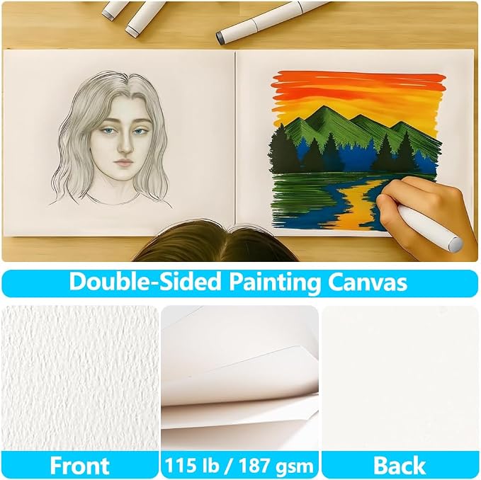 Canvas Painting Acrylic Sketch Book - 8x10 Inch, 20 Sheets (115lb/187g)