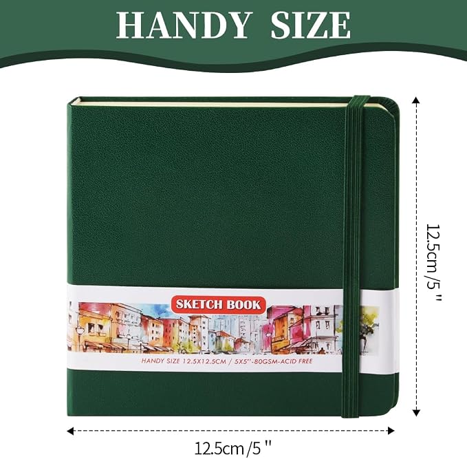5x5 Pocket Sketch Book,80gsm Hardcover Art Sketchbook for Drawing Journal