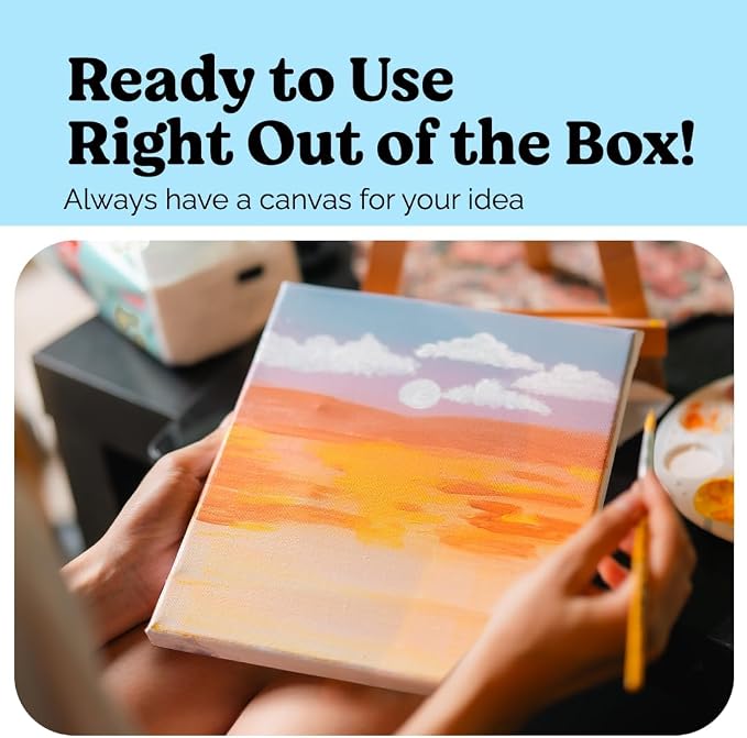 Chalkola 8x10 Canvas for Painting - 15 Small Blank Canvases for Painting | 100% Cotton, Primed, Acid-Free Panels - Flat 8 x 10 Canvas Board, Art Paint Supplies for Acrylic, Oil, Watercolor Painting