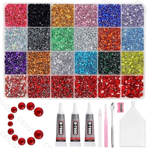 28000 Pcs Color Rhinestones Bedazzling Kit, Red Resin Jelly Rhinestones