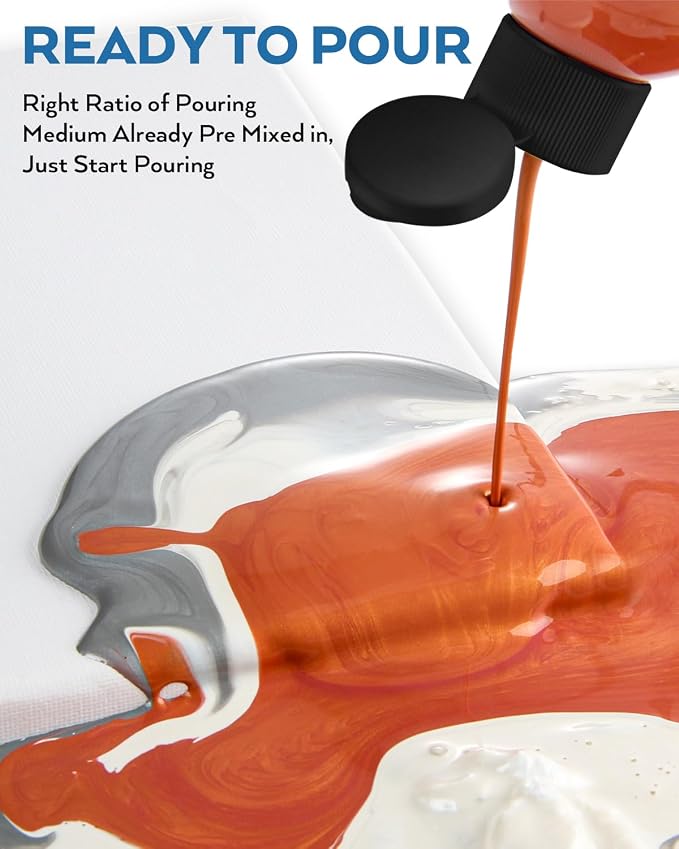 Nicpro 8 Colors 8.45oz Large Volume Metallic Acrylic Pour Paint Kit