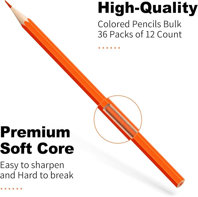 Colored Pencils Bulk 432 Count, Pre-Sharpened Color Pencils for Kids and Adults, 36 Packs Color Pencil Set 12 Colors, Bulk Art Supplies for Teachers, Back to School Supplies, Classroom Prizes