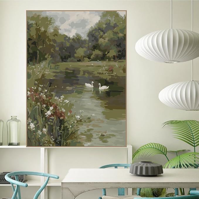 WUDWL Paint by Numbers Kit for Adults, Color By Numbers for Adults | Swan Lake Painting by Number Kits On Canvas, Number Artist Paint by Number Kit Funny Without Frame DIY, 12x16in
