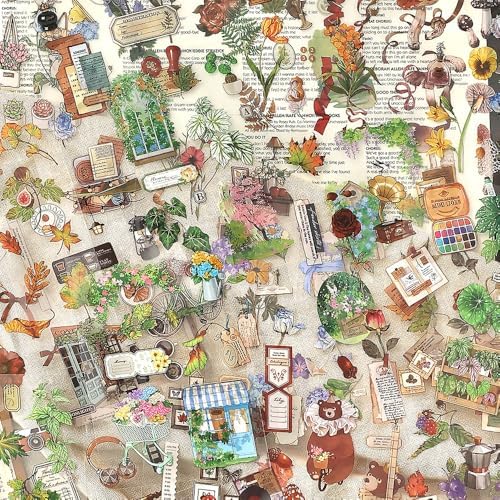 2 Sets 400+ PCS Stickers for Scrapbooking, Self-Adhesive Scrapbook Stickers Supplies Journal, Plants Vintage Aesthetic Sticker Art Diary Card Craft Gifts Planner Notebook,Spring&Flower