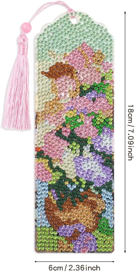 icceemee 4 pcs Oil Painting Themes Diamond Painting Bookmarks, DIY Diamond Art Kits for Adults, Book Corner - Protecting Bookmark Craft Supplies Kits for Book Lovers