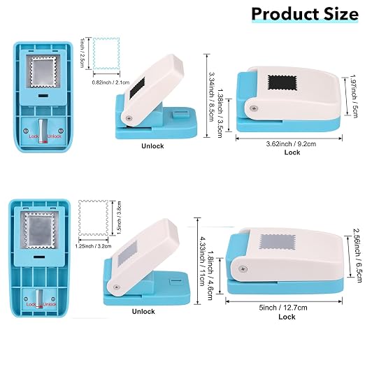 BAOFALI 2Pcs/Set Stamp Puncher 1.25x1.5inch &1x0.8inch Rectangular Postage Stamp Punch |Stamp Hole Puncher| Lever Action Paper Punches for Crafting Scrapbooking DIY Card Making Arts Crafts Supplies