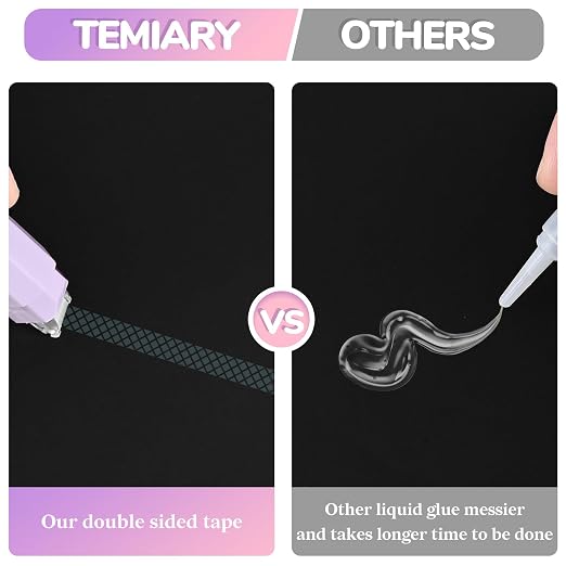 Temiary 4 Pack Glue Tape for Scrapbooking, 6mm x 196In Purple