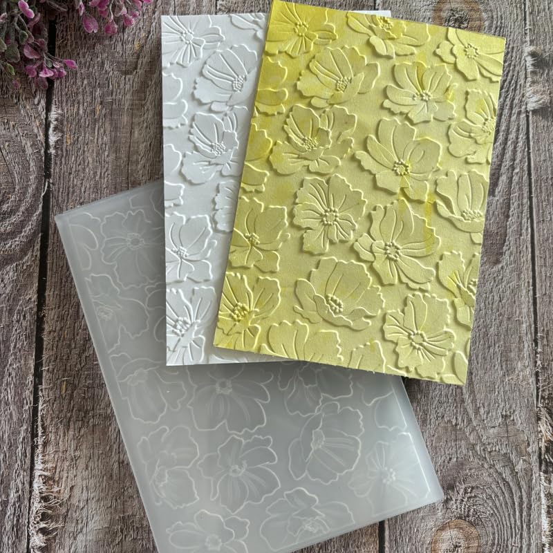 Flower 3D Embossing Folder for Card Making, Floral Plastic Textured Template for Paper Crafting Card Making Scrapbooking Supplies