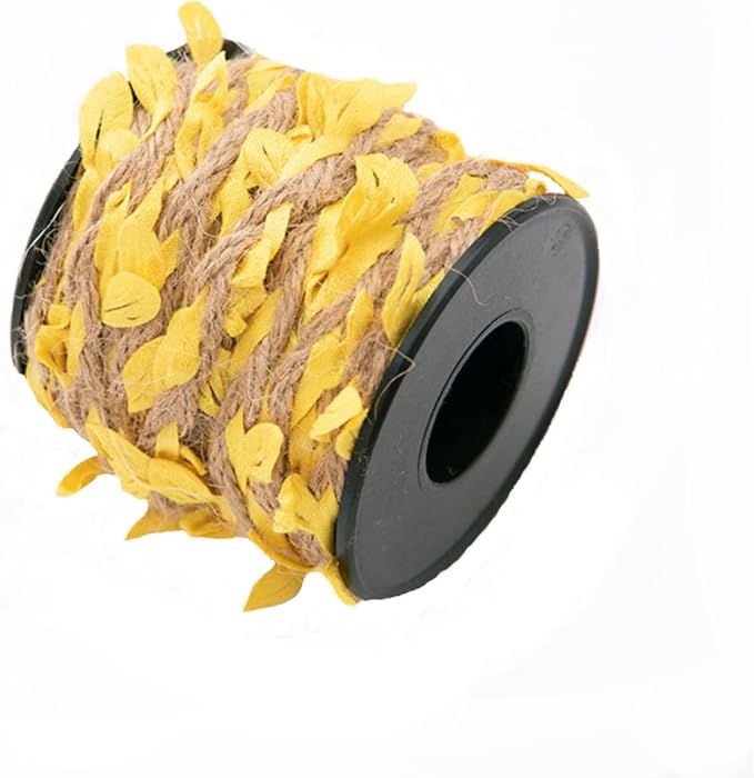 33 feet Natural Twine Yellow Leaf Jute 3ply 2MM Rope Hemp Burlap Ribbon String Heavy Duty Hanging Gardening Decoration or for Arts and Crafts