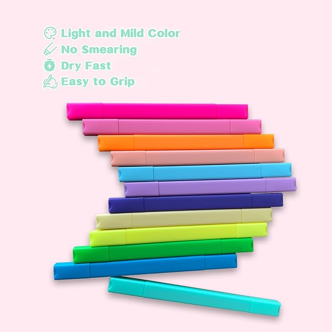 konket 12pc Bible Highlighters And Pens No Bleed Cute Highlighter For Journaling, Candy Cute Pastel Highlighter