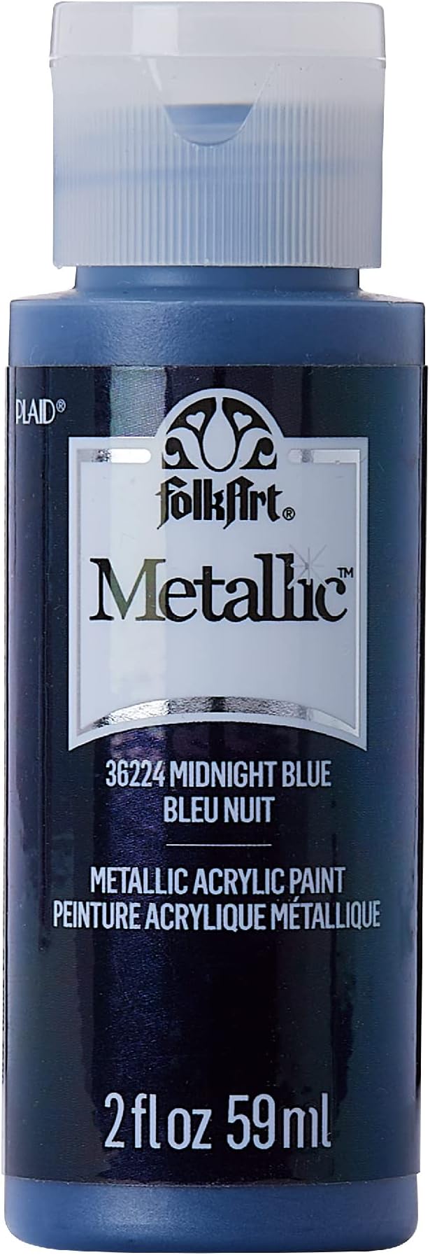 FolkArt Metallic Acrylic Craft Paint, Midnight Blue 2 fl oz Premium Metallic Finish Paint, Perfect For Easy To Apply DIY Arts And Crafts, 36224
