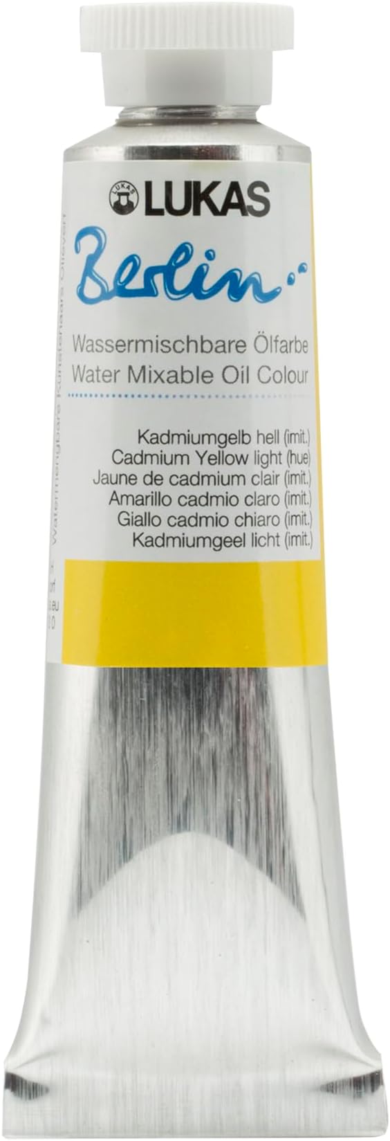 Lukas Berlin Pro Artists Water Mixable Oil Paint 37 ml Tube Cadmium Yellow Pale Hue, Water Soluble, Lightfast Pigments, Quick Drying, Easy Clean-Up, Eco-Friendly, Professional Quality, 40 Color Range