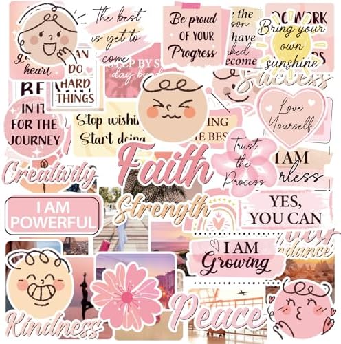 Pink Vision Board Supplies - 50 Pcs Travel Scrapbook Stickers