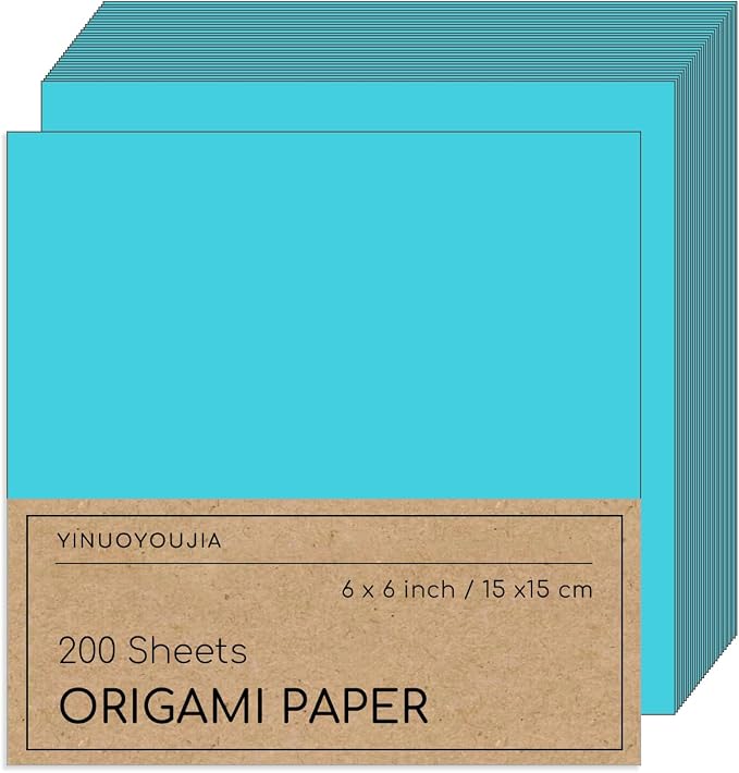 Double Sided Color 200 Sheets,6x6 inch Origami Paper Lake Blue Origami Paper Kit for Kids,Colored Paper Kit Gifts for Beginners