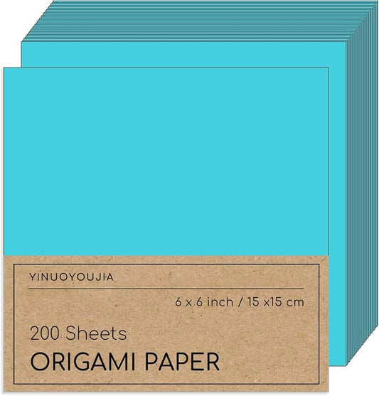 Double Sided Color 200 Sheets,6x6 inch Origami Paper Lake Blue Origami Paper Kit for Kids,Colored Paper Kit Gifts for Beginners