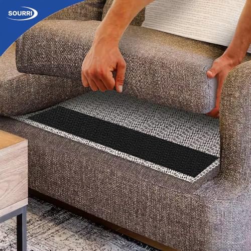 SOURRI 4'' x 20Ft Large Self Adhesive Heavy Duty Hook and Loop Sheet Tape Fastener Strips, Keep Couch Cushions from Sliding, Rug Gripper Tape & Pads