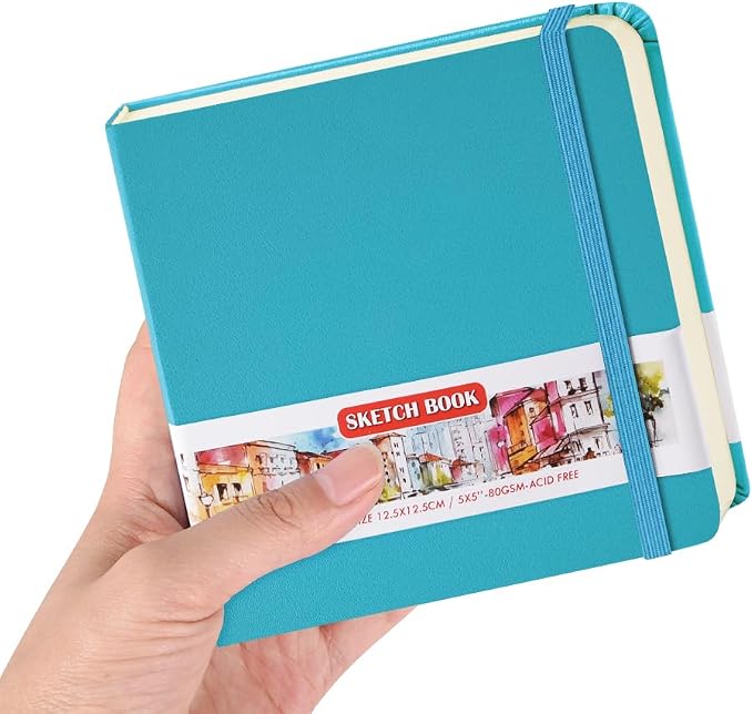 5x5 Pocket Sketch Book,80gsm Hardcover Art Sketchbook for Drawing Journal