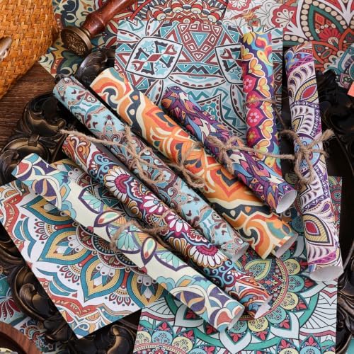 160 Sheets Boho Mandala Scrapbook Paper Set, Journaling Scrapbooking Supplies Craft Decoupage Papers Kit, Ephemera for Junk Journal Bullet Journals Well Posters Room Decor for Card Making Gift