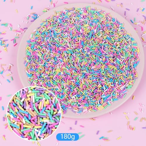 DIYASY 180g Fake Sprinkles, 6.35 oz Non-Edible Resin Sprinkles Faux Plastic Candy Sprinkle Polymer Clay Slices for Art DIY Crafts Phone Case (Multicolor A)