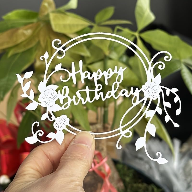 Lapoo Words Cutting Die for Scrapbooking - Durable, Cut Stencils for DIY Scrapbook Photo Album Decorative Paper Card, Card Making Supplies Party Wedding Decorations (Happy Birthday 4.1 x 3.3 in)