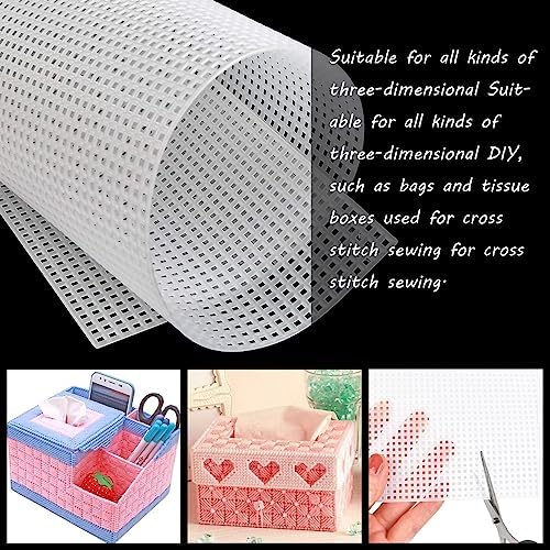 Allazone 45 PCS Mesh Plastic Canvas Sheets Kit, 3 Shape Clear Plastic Canvas, 12 Color Acrylic Yarn for DIY Crafts Embroidery Cross Stitch, Acrylic Yarn Crafting, Knit and Crochet Projects