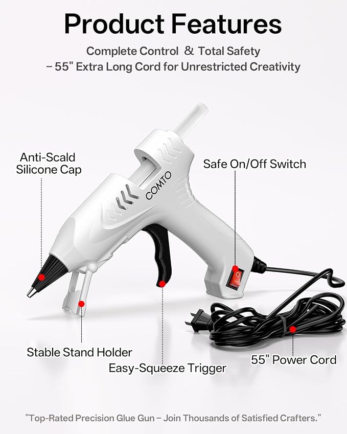 Mini Hot Glue Gun with 100 Glue Sticks, White