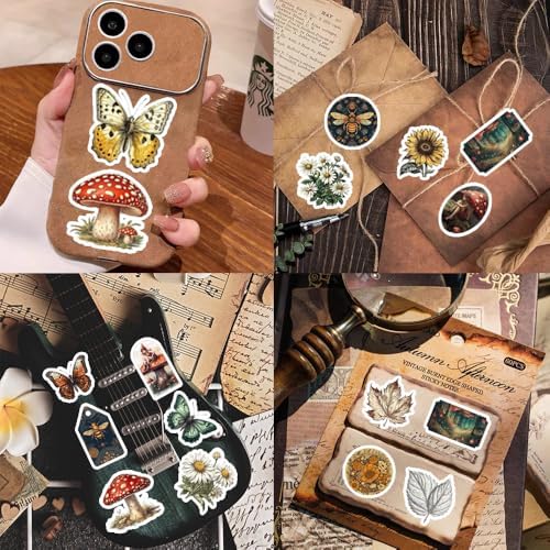 50Pcs Vintage Stickers,Waterproof Vinyl Aesthetic Decorative Sticker Scrapbooking Supplies for Adult Card Making Letters Planner Journaling Junk Journal DIY Water Bottles Cards Art Craft.Butterfly